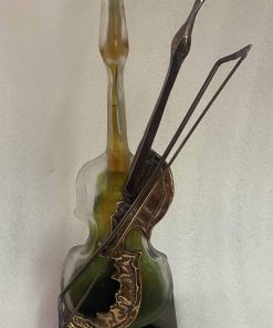 1970/80 Violon En Bronze Et Pâte De Verre, Sculpture Signée LOHE