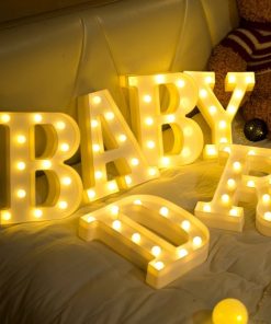 Décoration pour la maison, lettre à décorer panneaux de symboles en plastique, LED lumières, ornement de bureau, en lettres, pour cadeau de mariage de la saint-valentin