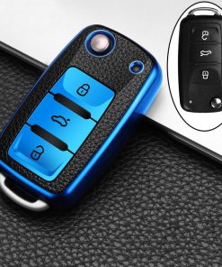 Etui clés de voiture en cuir + TPU pour Volkswagen VW POLO Tiguan Passat B5 B6 B7 Golf EOS Scirocco Jetta MK6 Octavia accessoires