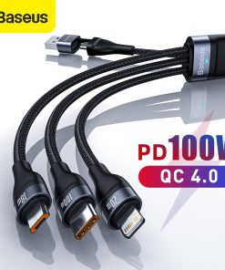 Câble USB C Baseus 3 en 1 pour iPhone 12 Pro 11 XR câble chargeur 100W câble Micro USB Type C pour Huawei Xiaomi Redmi Note 9 8 Pro