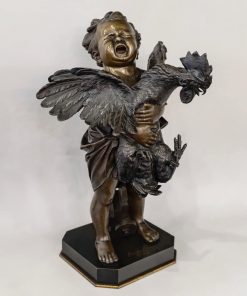 Sculpture – L’ Enfant Au Coq , Adriano Cecioni (1838-1886) – Bronze