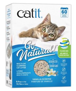Litière agglomérante Go Natural multi-chats à base de cosses de pois, vanille, 14.1lbs – Catit