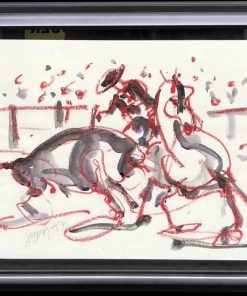 TEXIER Peinture Française Scène de corrida Technique mixte signée et datée