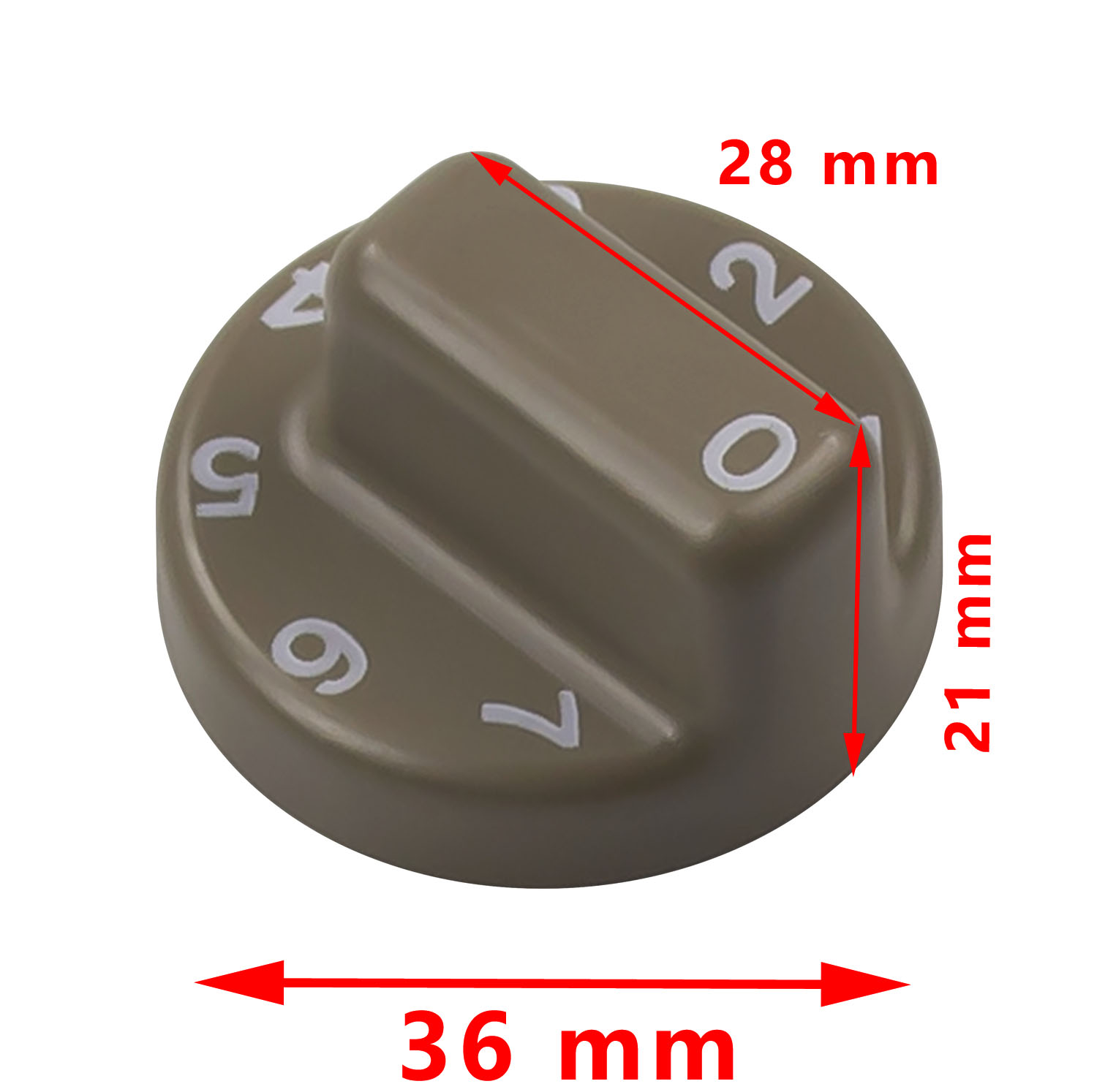 Bouton rotatif du thermostat brun ⌀ 36 x 21mm RM4200, RM4201, RM4210, RM4211, RM4230, RM4231, RM4260, RM4261 Electrolux Dometic